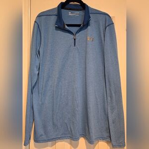 Men's Under Armour Threadborne Siro 1/4 Zip LS Shirt Size XL blue Striped
